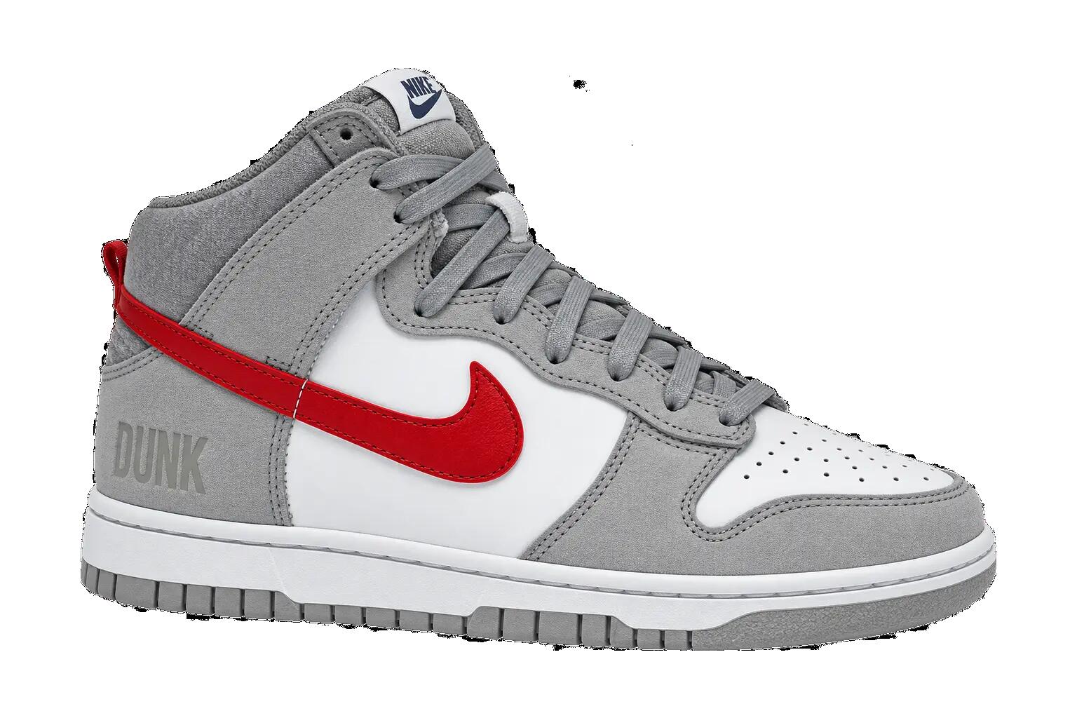 Pánske tenisky vysoké Nike Dunk High SE Athletic Club – sivá, červená, biela 1/1