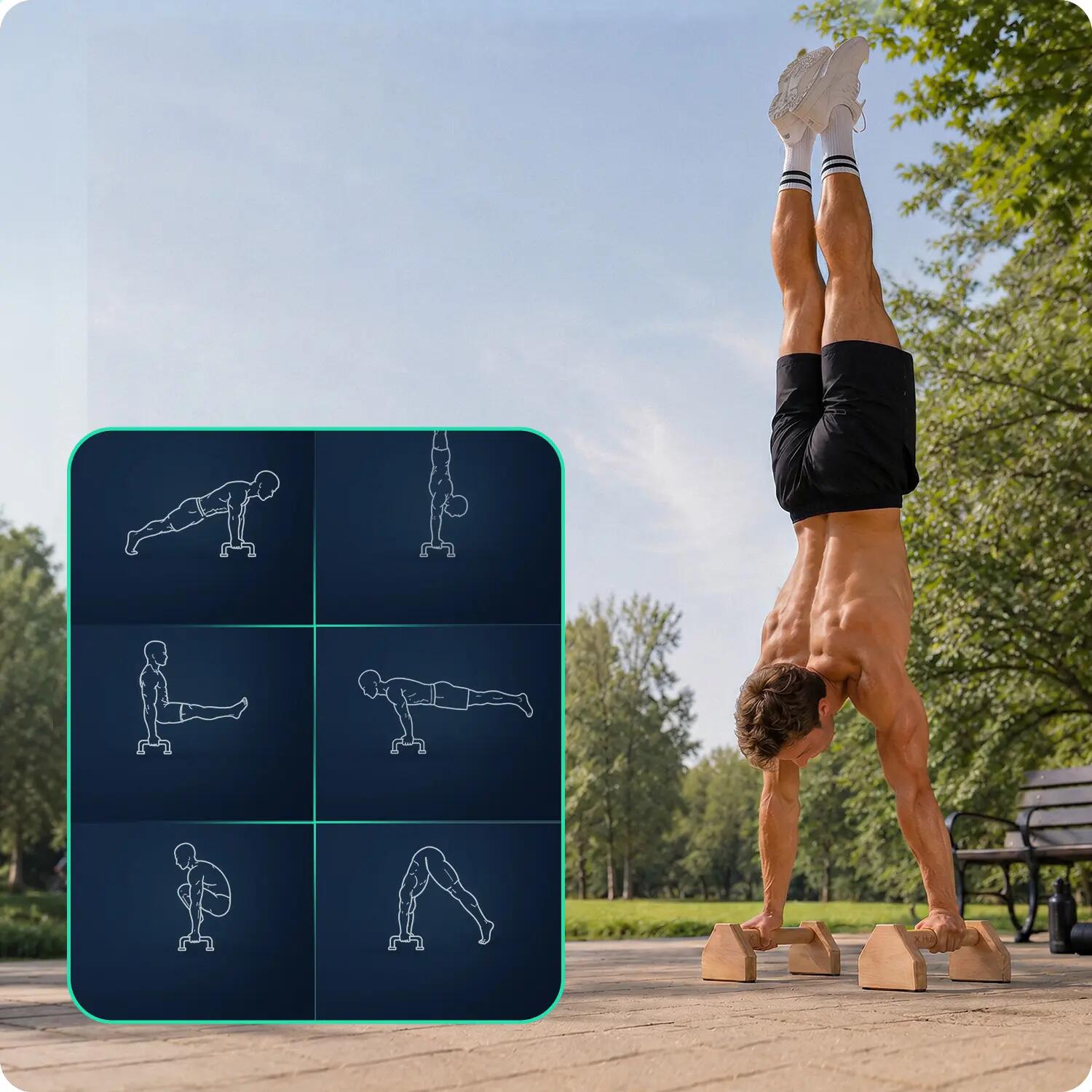 Piralettes Parallettes en bois de hêtre calisthenics 25 x 10 cm | Decathlon