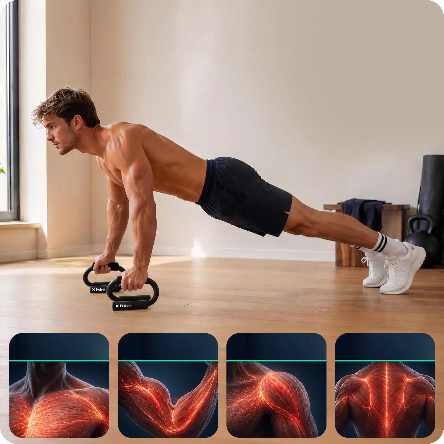 Poignées de pompes musculation en métal forme S lot de 2 3/6