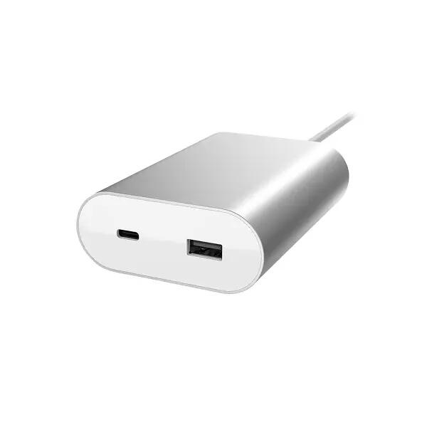 Carregador de parede - USB-C 24 W e USB 12 W - Artwizz PowerPlug - prateado 3/5
