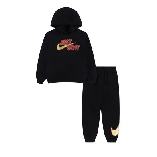 Nike - Kinder Trainingspak Capuchon Frost Futura Fleece, Zwart