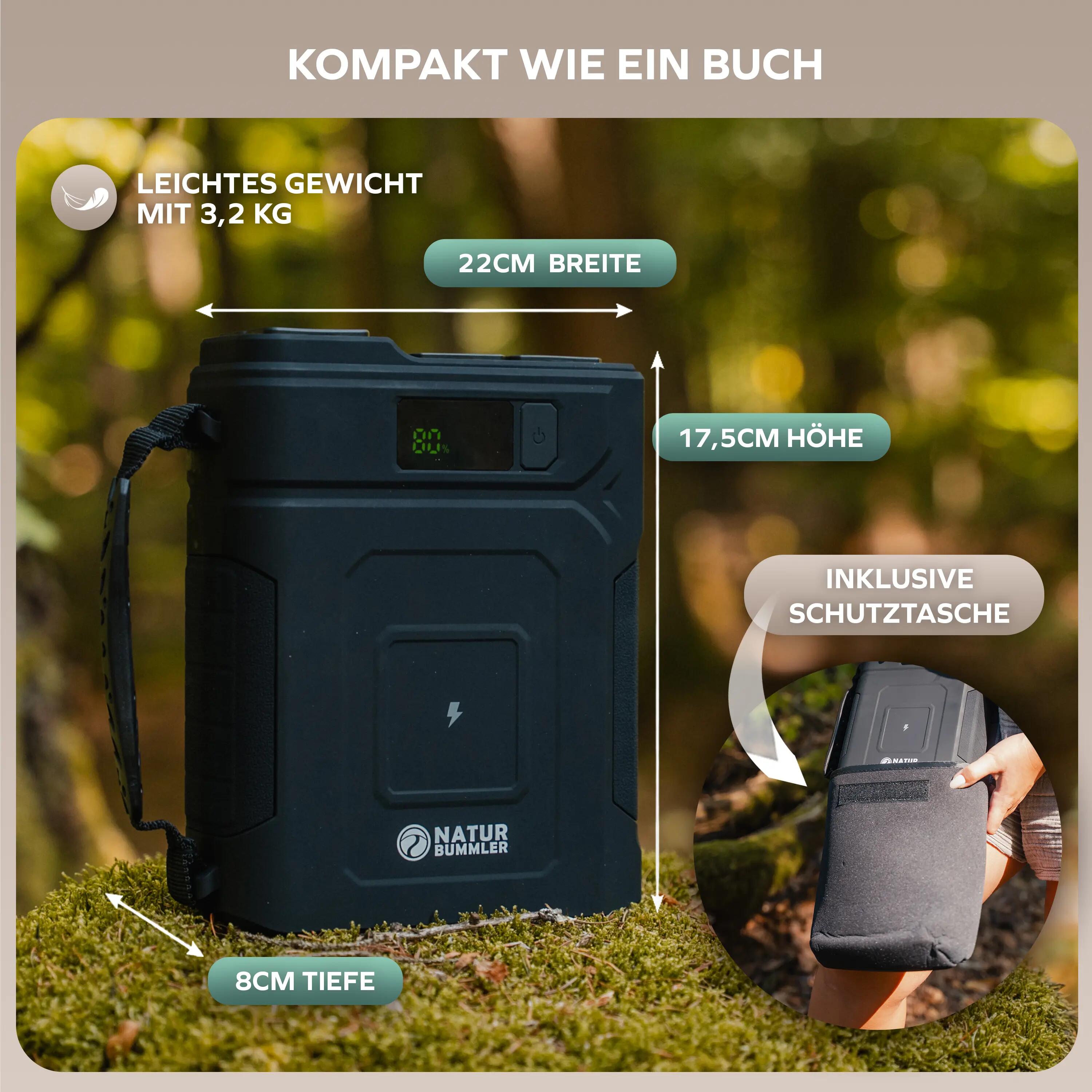 Camping Powerstation 384 Wh LiFePO4 Powerbank 12V USB-C 100 W PowerPack 4/7