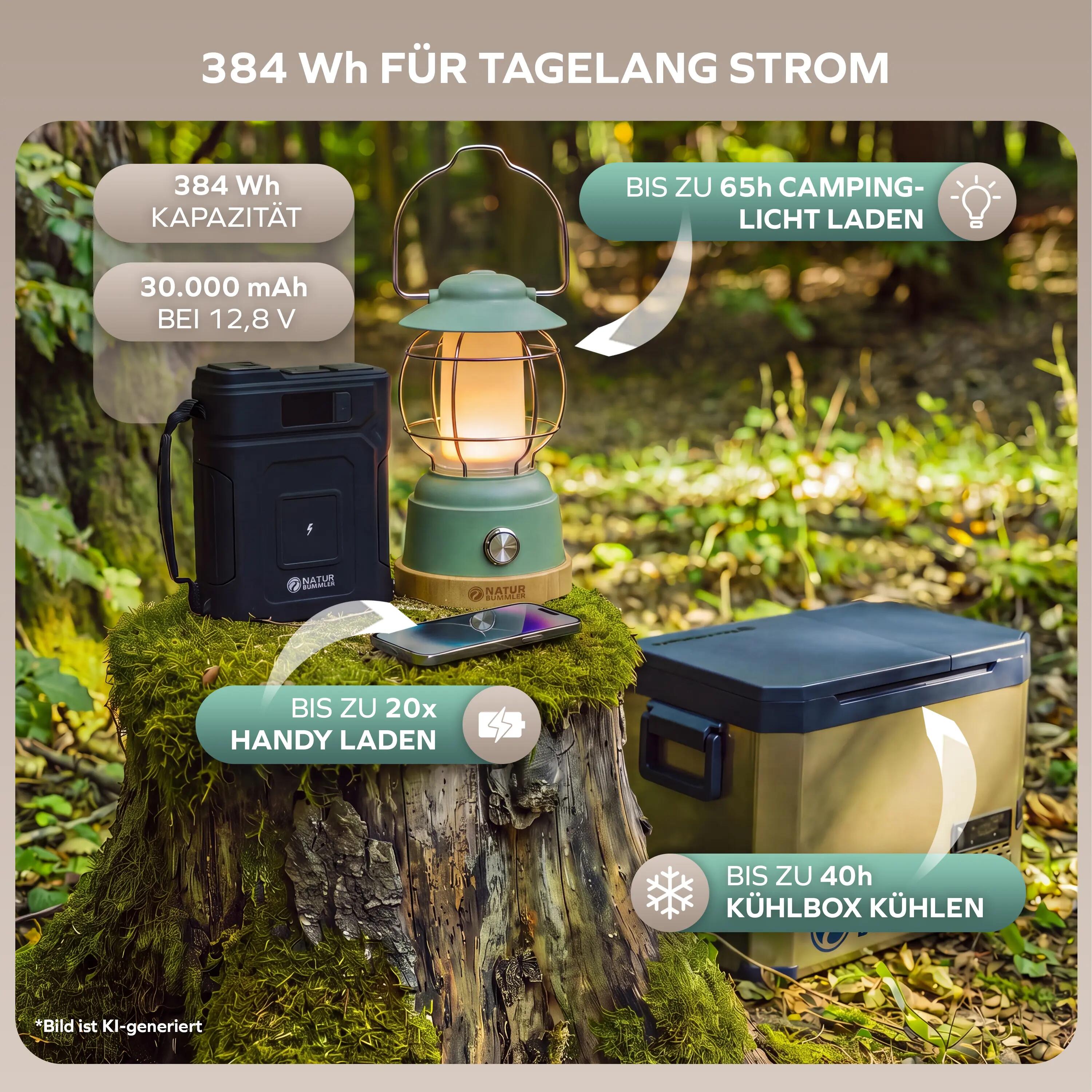 Camping Powerstation 384 Wh LiFePO4 Powerbank 12V USB-C 100 W PowerPack 2/7