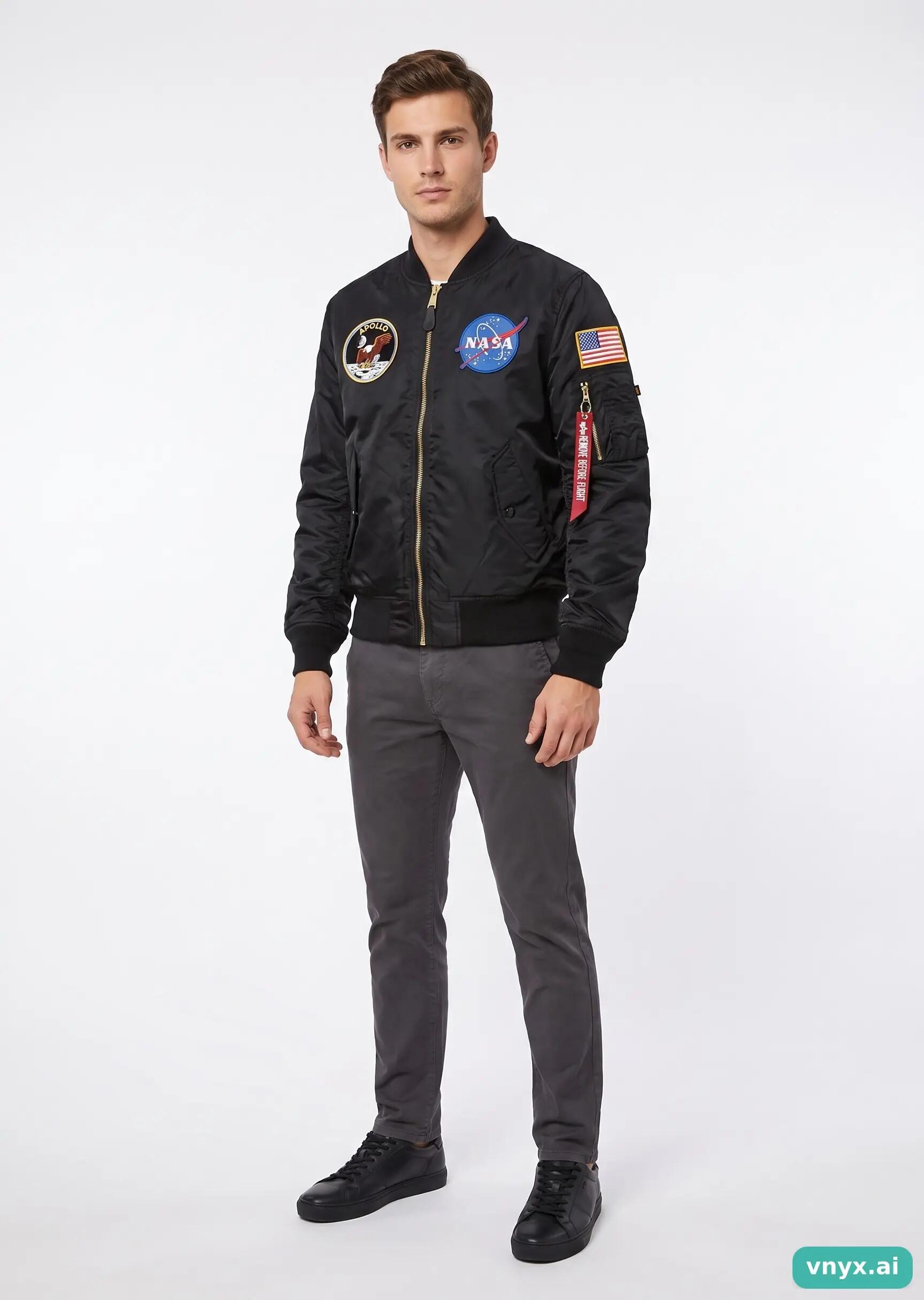 Second Life - Vintage Alpha Industries Black Bomber Jacket Men S 3/5
