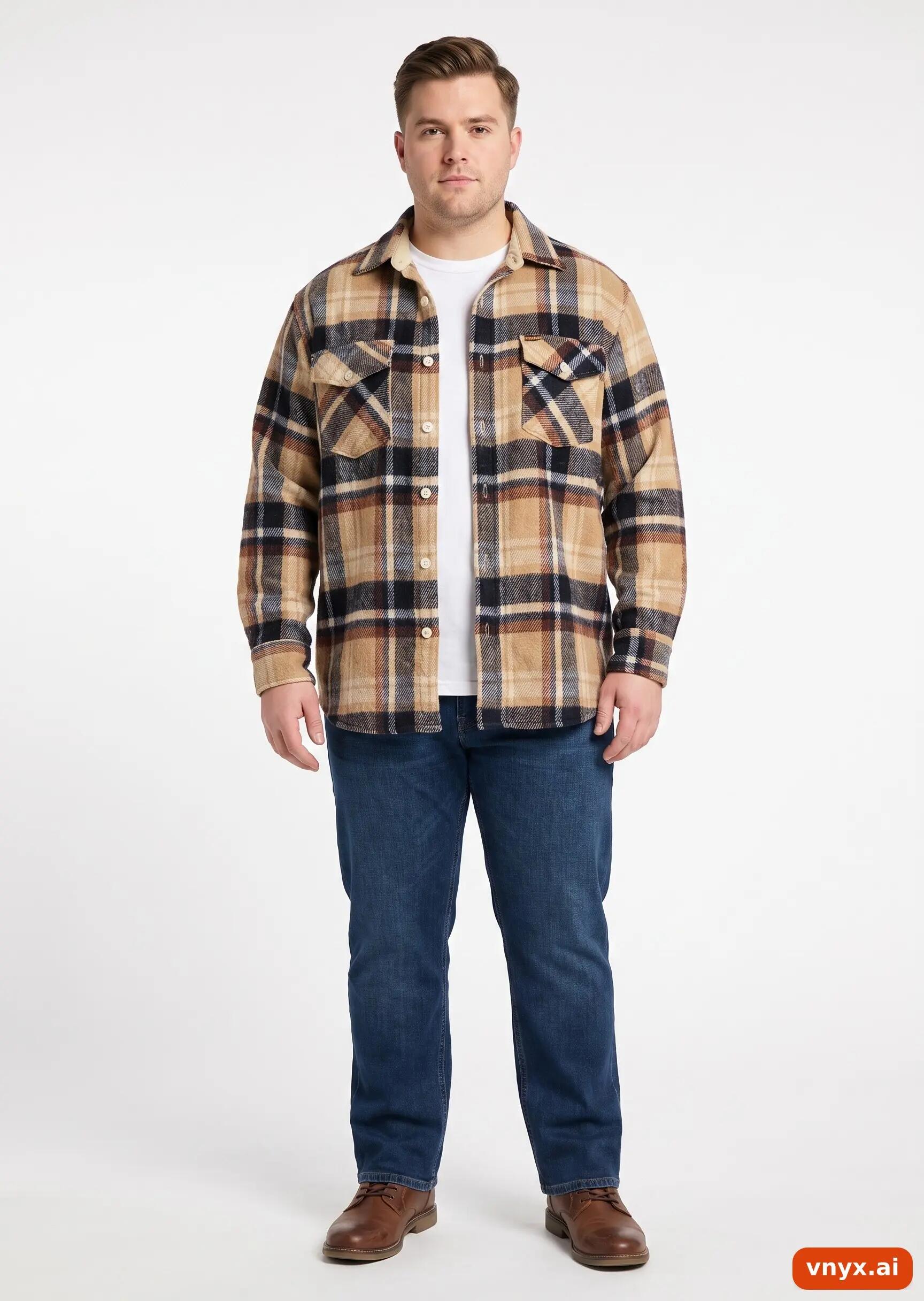 Second Life - Vintage Wrangler Tan Check Casual Shirt Men L 3/5