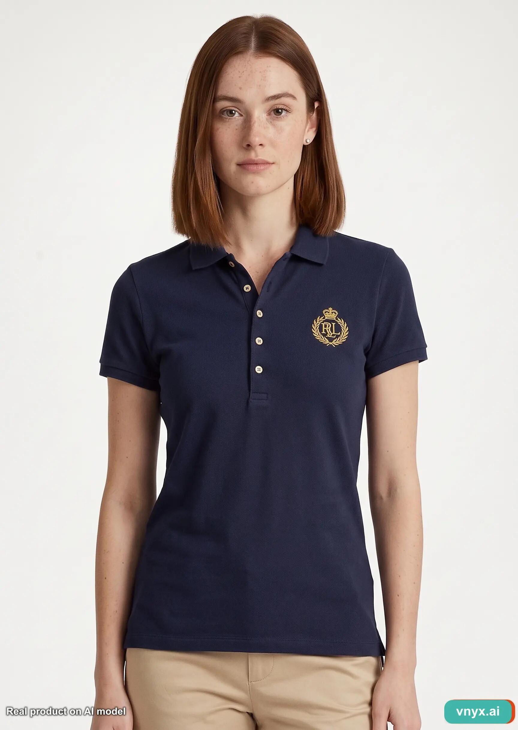 Second Life - Vintage LAUREN Navy Polo Shirt Women M 5/5