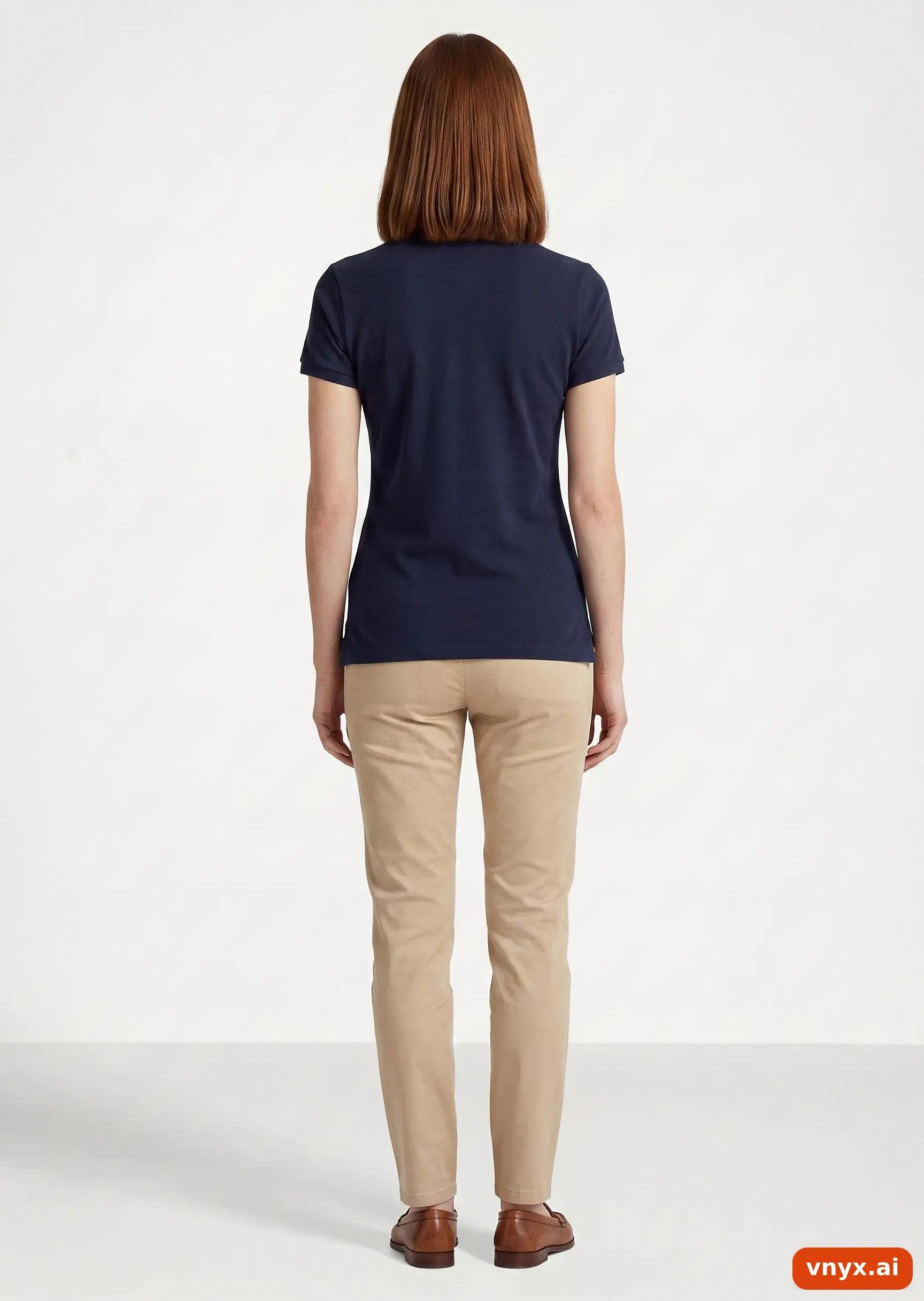 Second Life - Vintage LAUREN Navy Polo Shirt Women M 4/5
