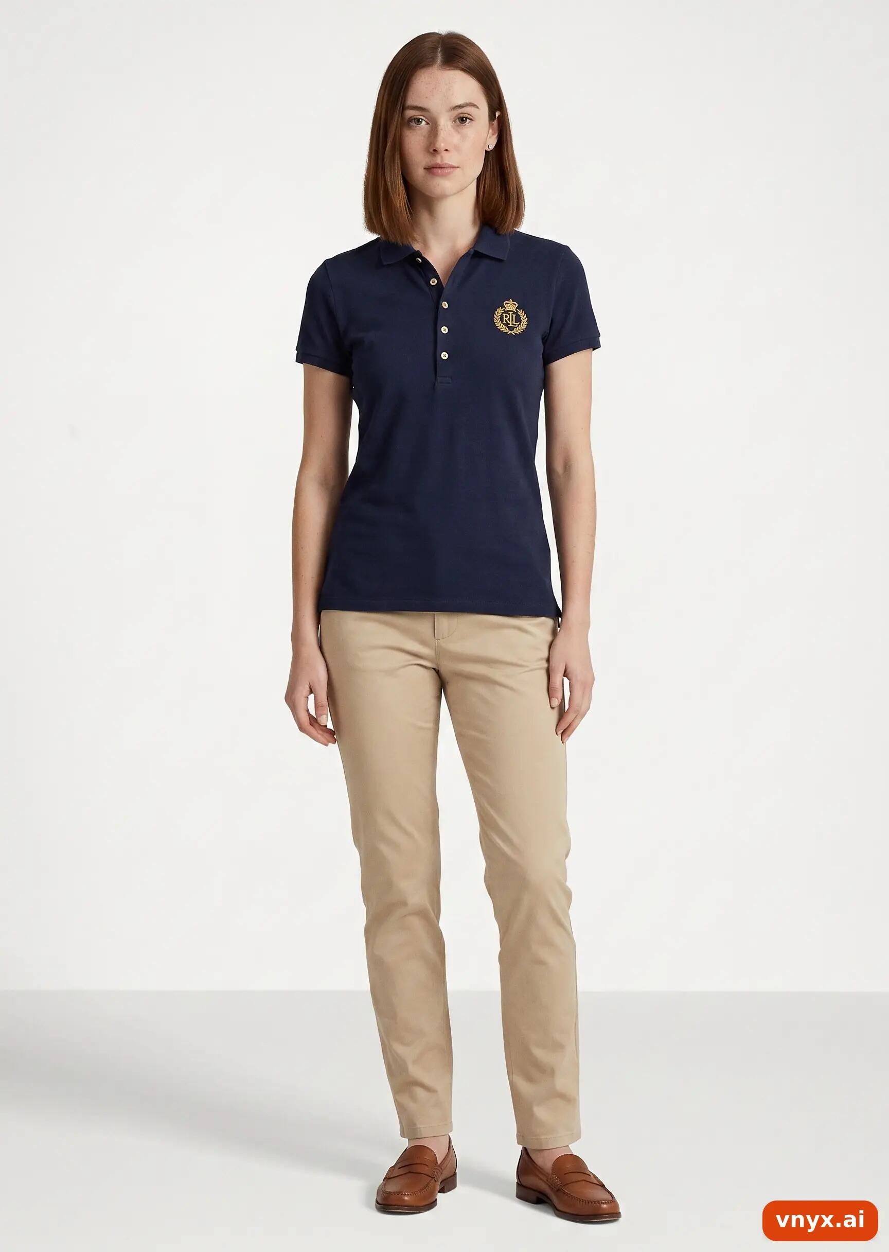 Second Life - Vintage LAUREN Navy Polo Shirt Women M 3/5