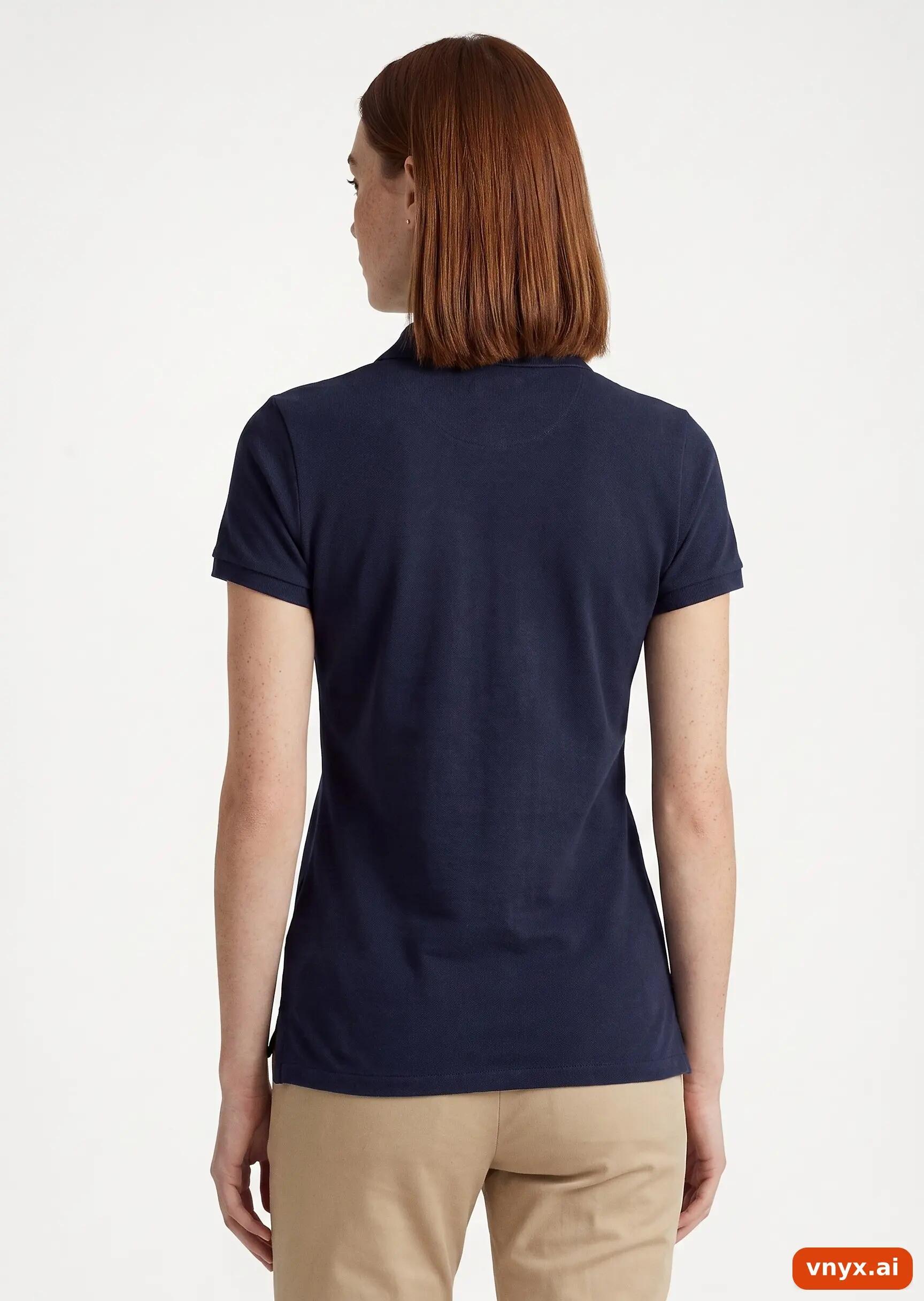 Second Life - Vintage LAUREN Navy Polo Shirt Women M 2/5