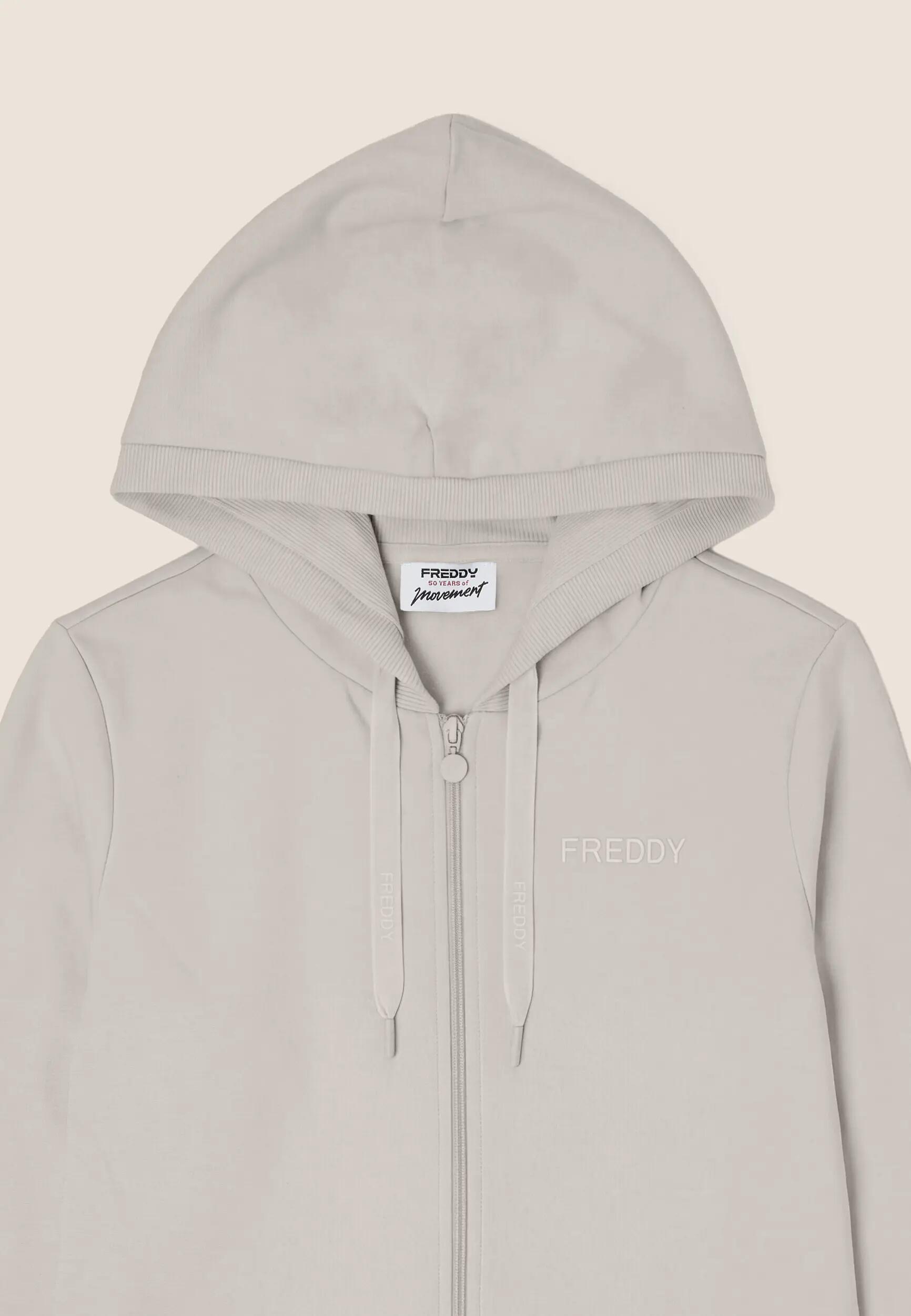 Dames sweatshirt met ritssluiting, capuchon en opgestikte zakken 3/3