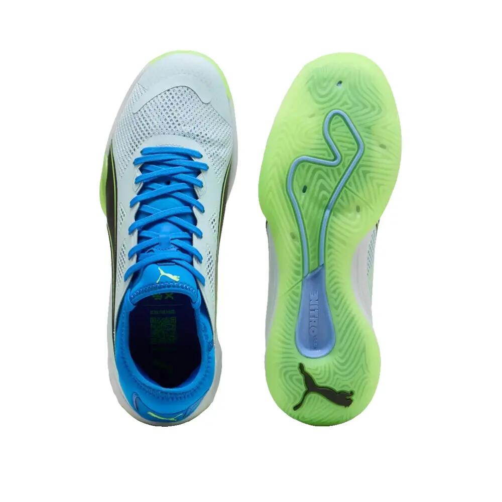 Scarpe da pallamano PUMA Eliminate NITRO SQD 4 Blu chiaro/Verde chiaro/Blu 5/6