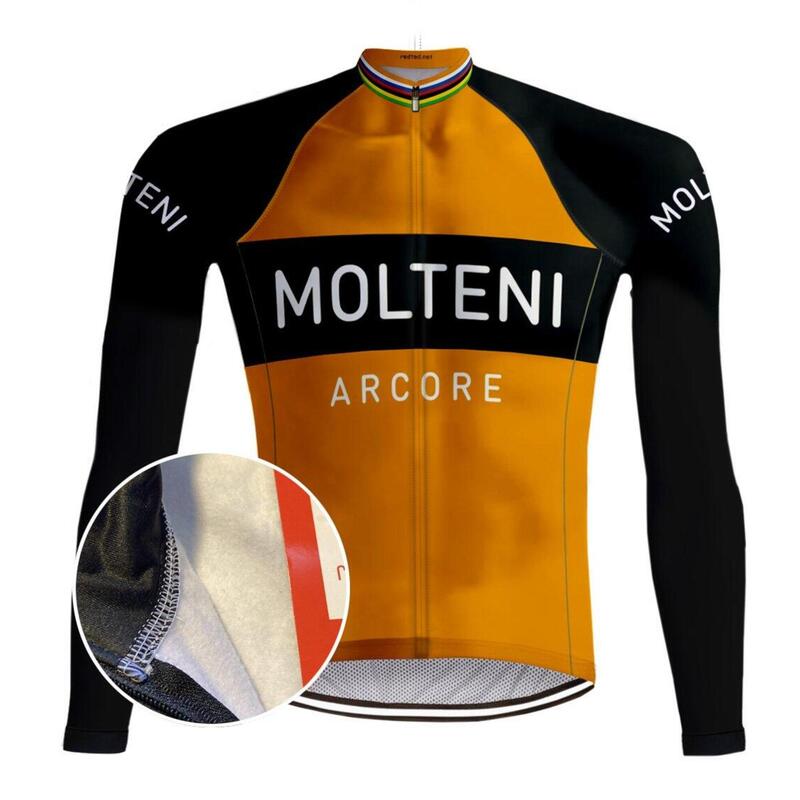 Camiseta de ciclismo retro Molteni Orange (Fleece) - RedTed