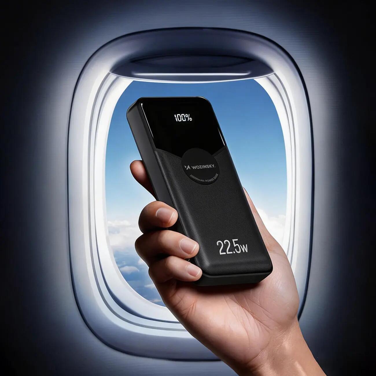 Powerbank Wozinsky 20000mAh 22,5w 20w z wbudowanymi kablami Lightning i USB-C 4/7