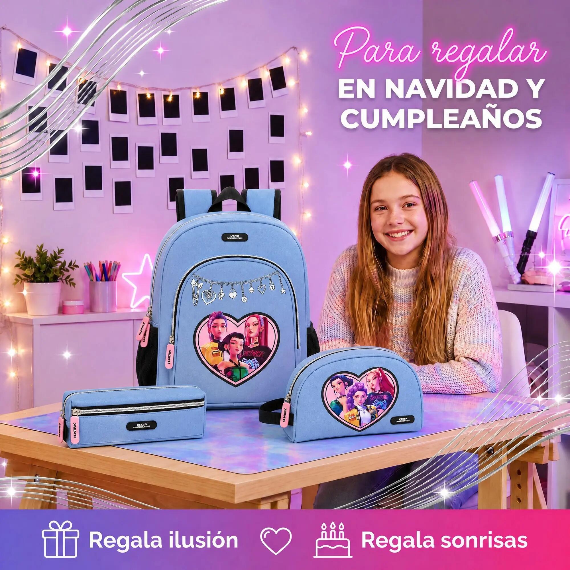 Conjunto K-Pop Demon Hunters Huntr/X: Mochila, Estojo e Nécessaire 4/6