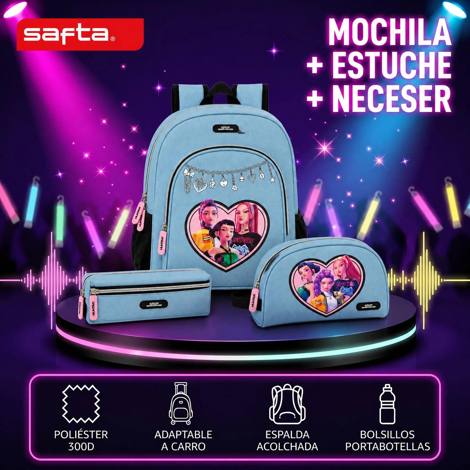 Conjunto K-Pop Demon Hunters Huntr/X: Mochila, Estojo e Nécessaire 3/6