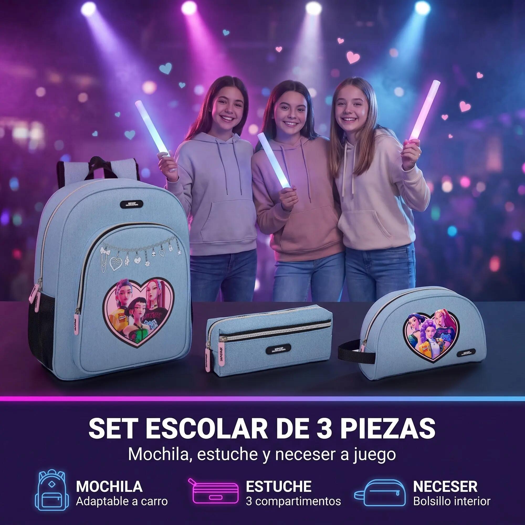 Conjunto K-Pop Demon Hunters Huntr/X: Mochila, Estojo e Nécessaire 2/6