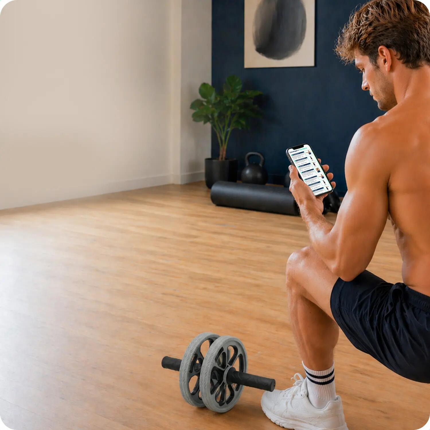 Ab Wheel Bauchroller Fitness 3-in-1 mit Liegestützgriffen 4/5