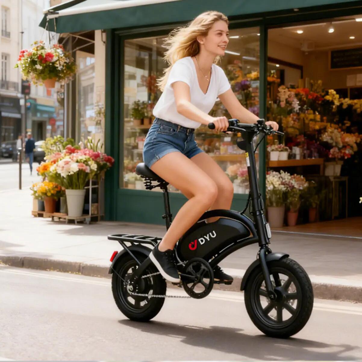 Mestský elektrobicykel pre dospelých DYU D3F MINI 14" pláště 7/15
