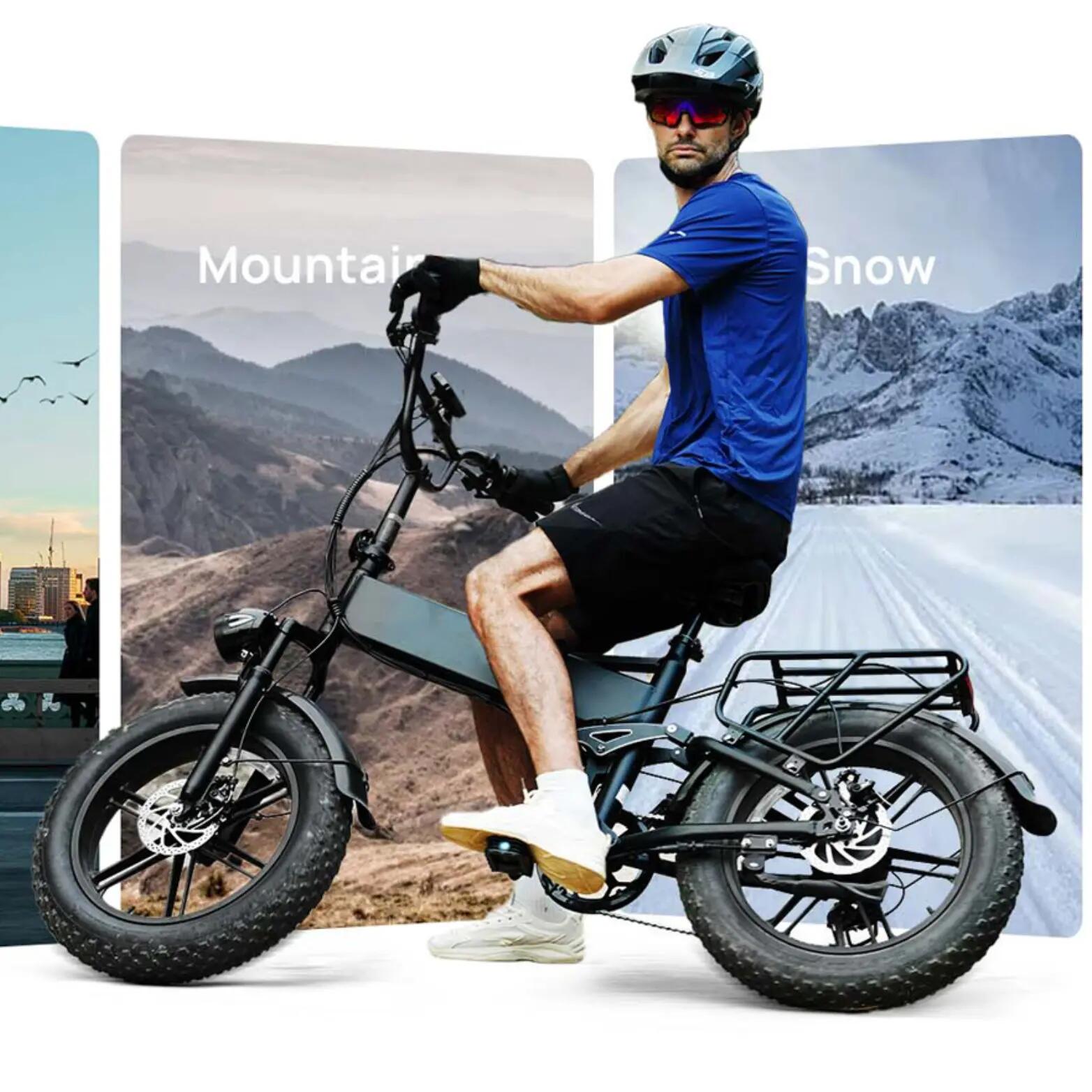 E-bike pieghevole adulti URLIFE T5 batteria litio 48V 13Ah rimovibile 13/15