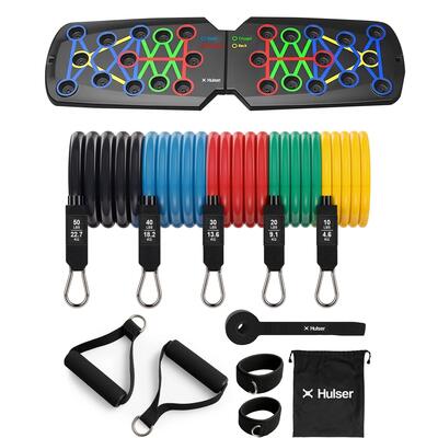 Push-up bord 14 posities + weerstandsbanden tubes 4–23 kg