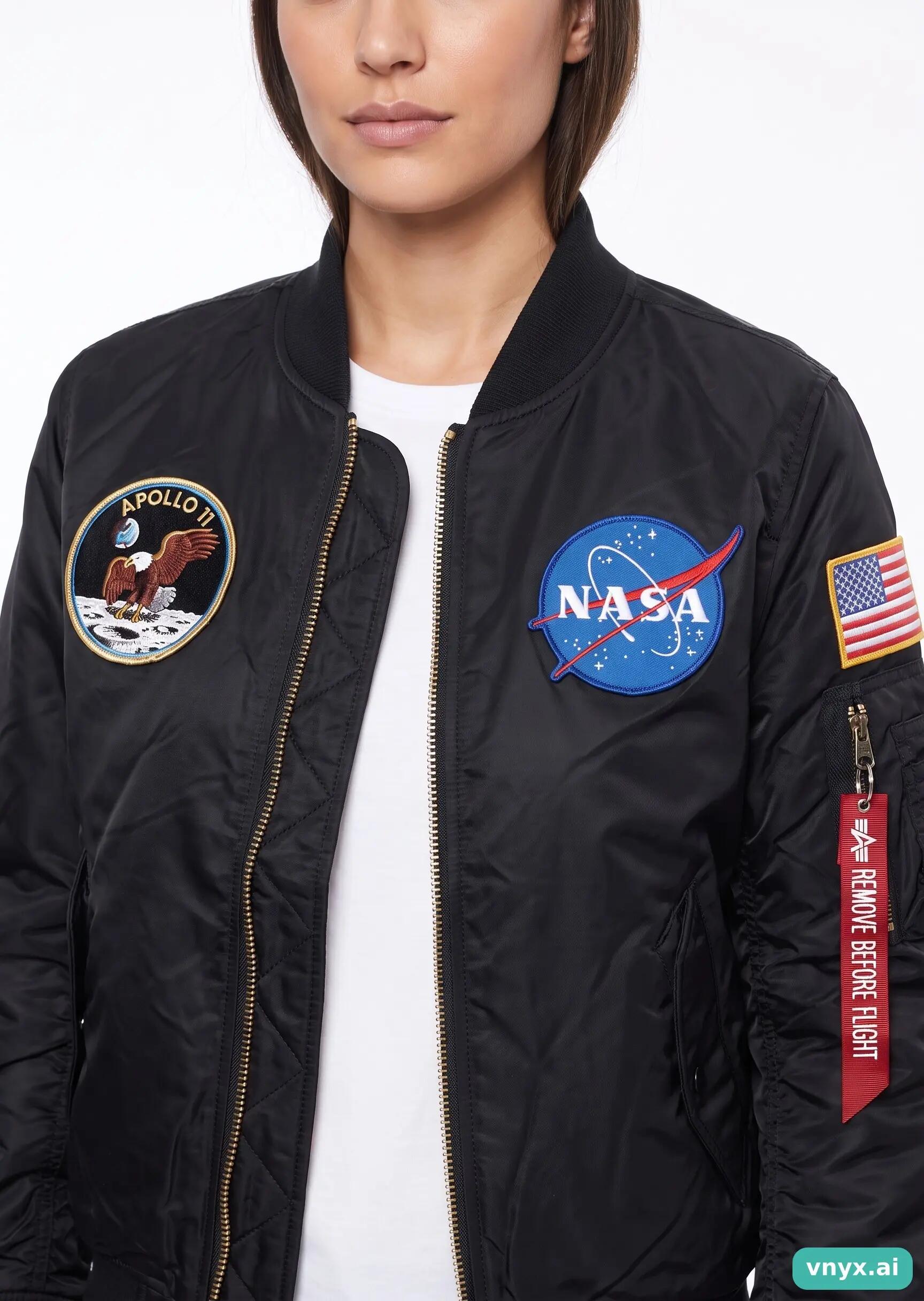 Second Life - Vintage Alpha Industries Jet Black Bomber Jacket Women S 5/5