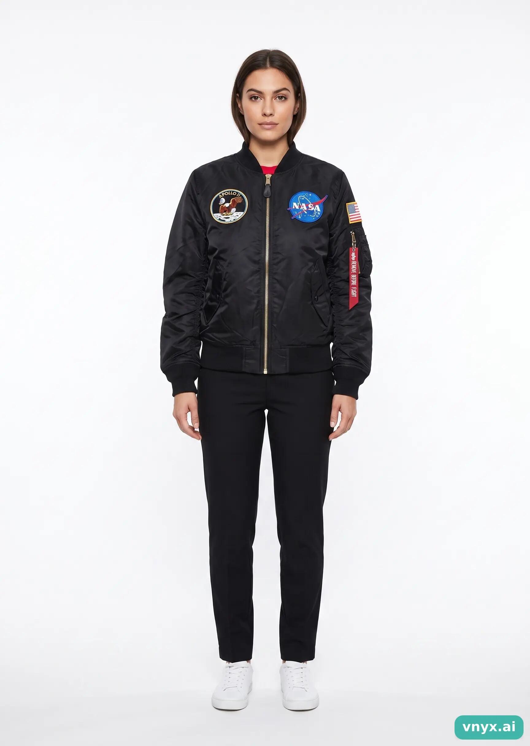 Second Life - Vintage Alpha Industries Jet Black Bomber Jacket Women S 3/5