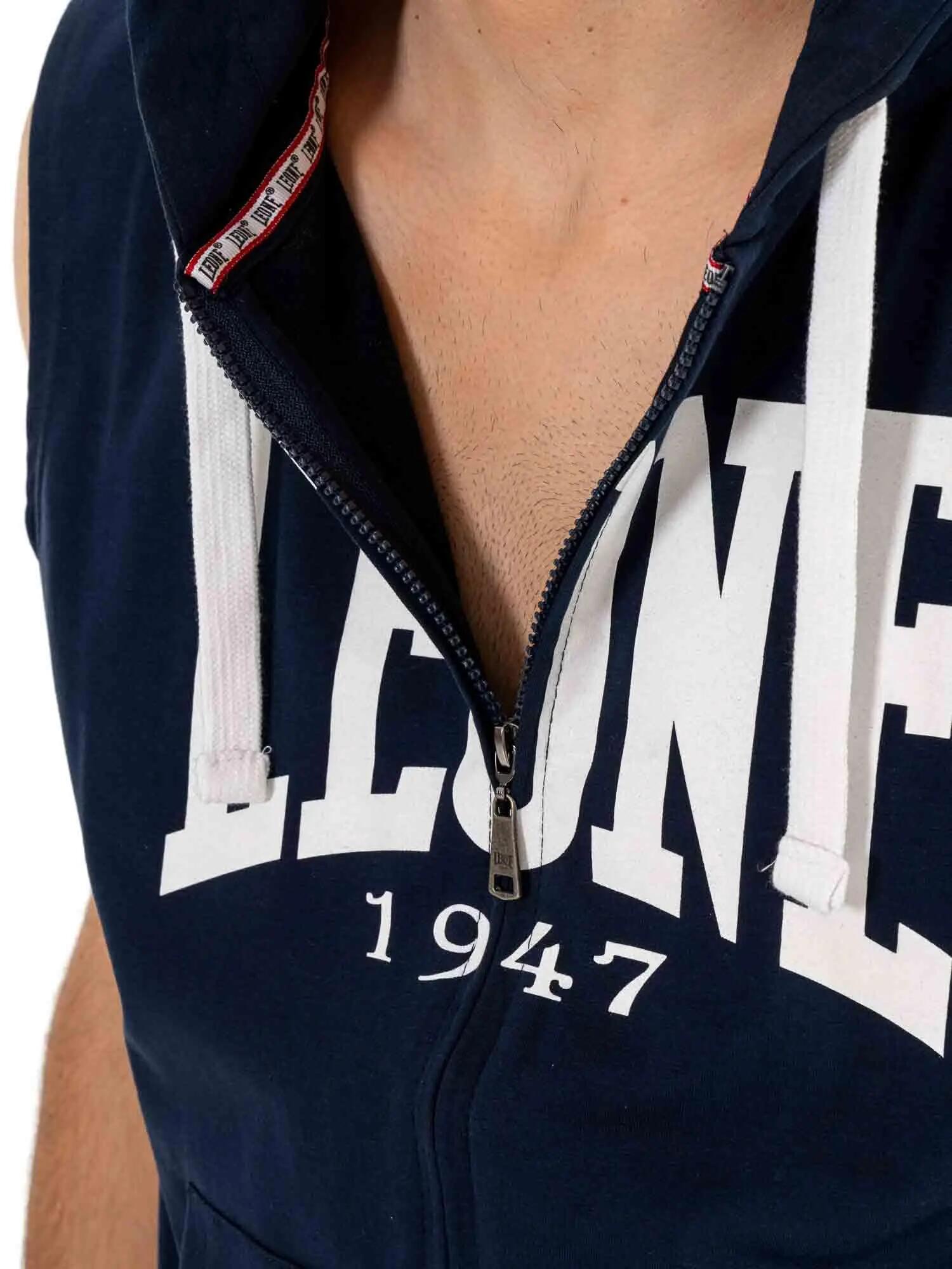 Felpa da uomo con cappuccio e zip senza maniche non felpata Leone Basic 5/5