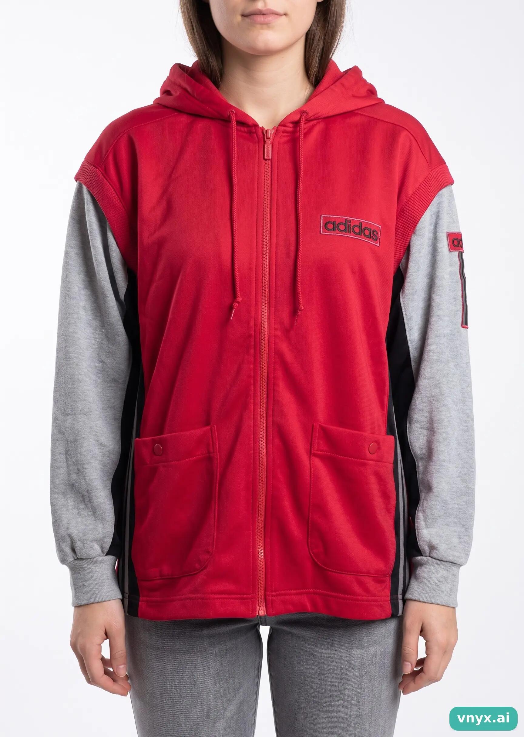 Second Life - Vintage Adidas Vibrant Red Hoodie Women M 5/5