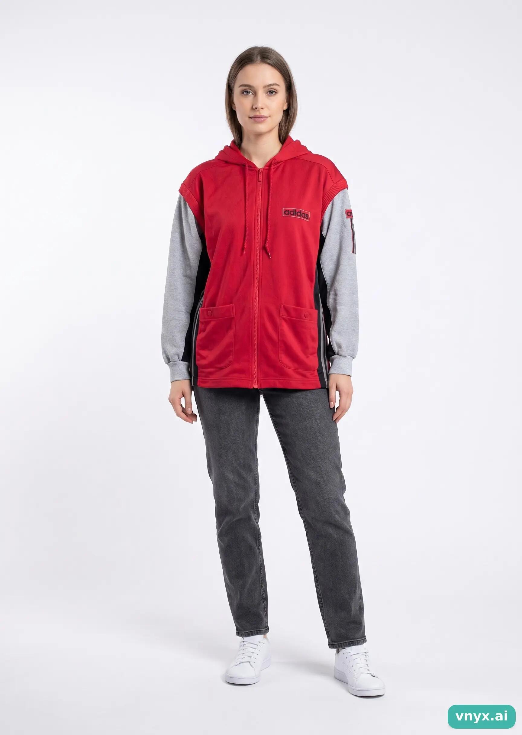 Second Life - Vintage Adidas Vibrant Red Hoodie Women M 3/5