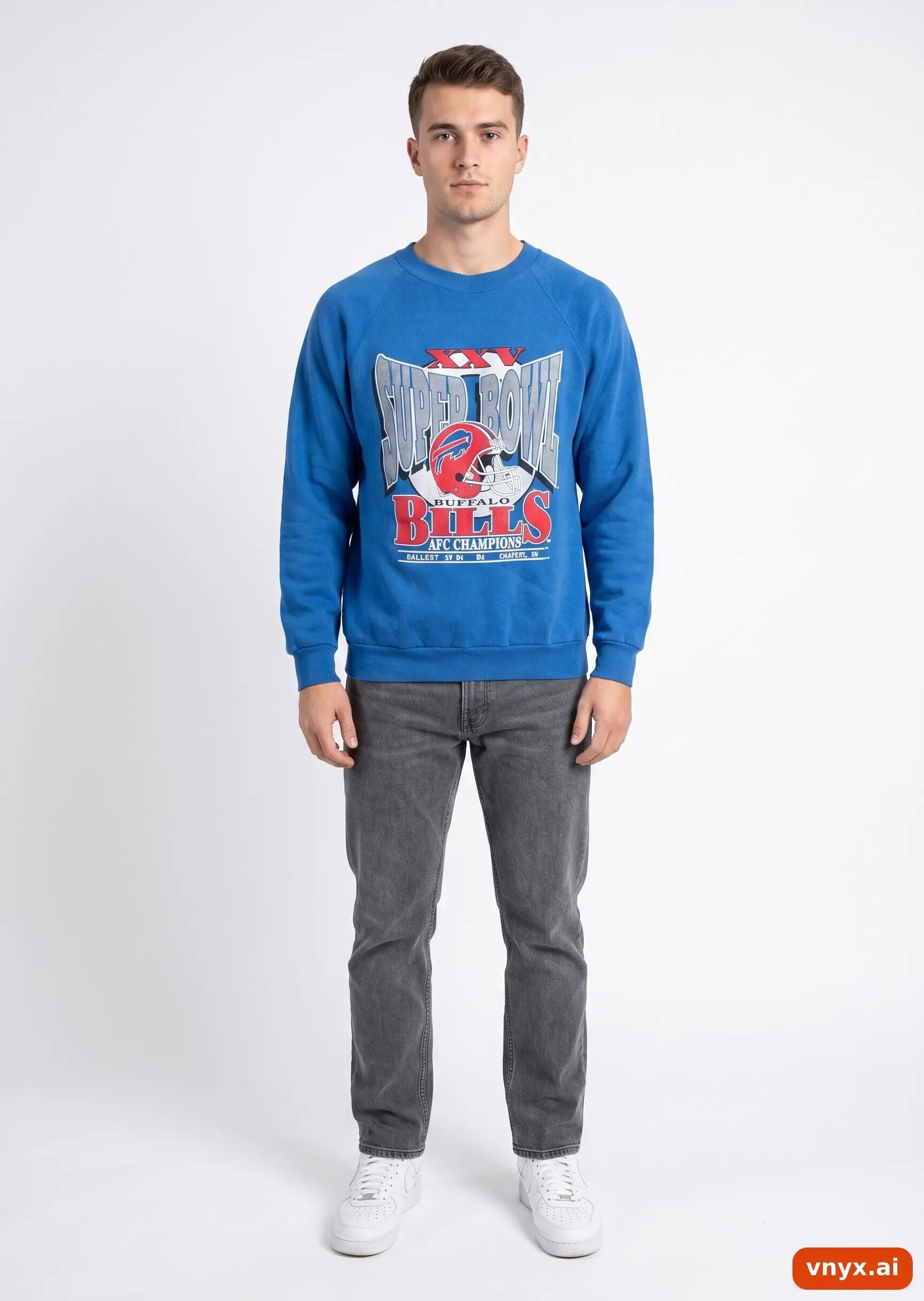 Second Life - Vintage Fruit of the Loom Royal Blue Sweatshirt Men L 3/5