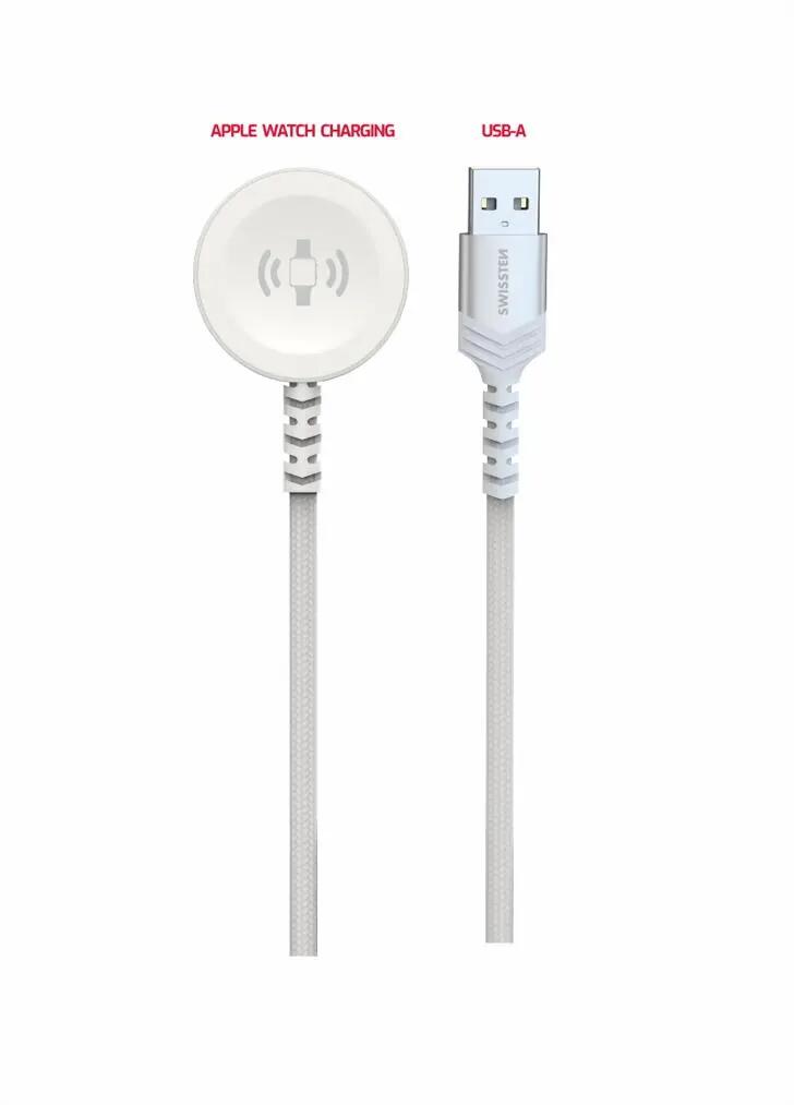 Cabo de carregamento sem fios Swissten para Apple Watch, USB-A, branco 2/3