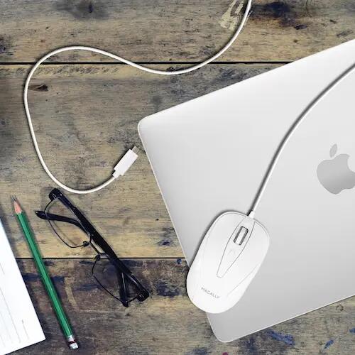 Rato óptico USB-C Macally - Turbo - branco 8/8