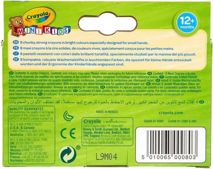 Lápis de cera maxi - 8 unidades - Crayola Mini Kids 4/6