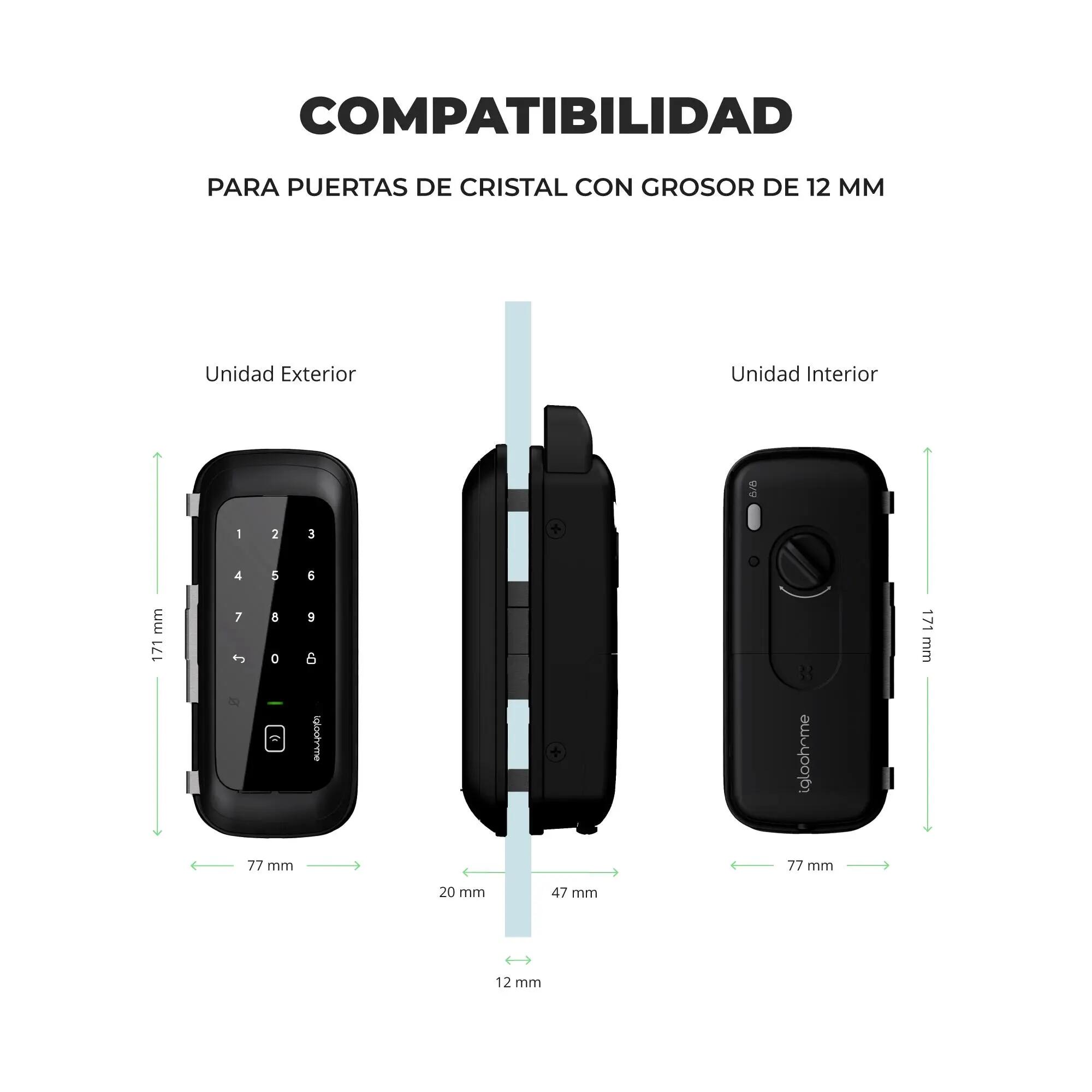 Fechadura para porta de vidro - igloohome glass door rim lock 8/8