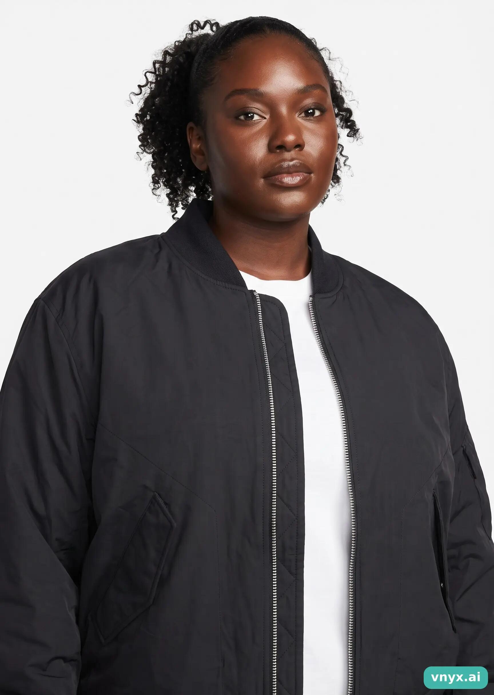 Second Life - Vintage Air Jordan Black Bomber Jacket Women L 5/5