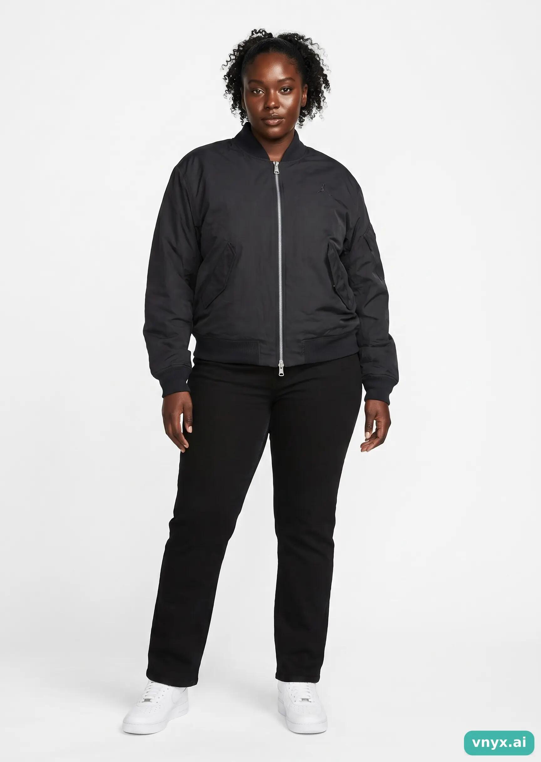 Second Life - Vintage Air Jordan Black Bomber Jacket Women L 3/5