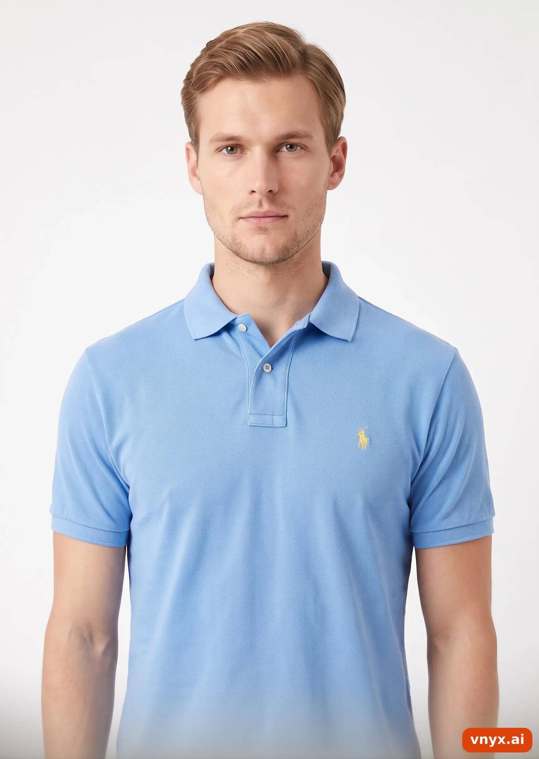 Second Life - Vintage POLO RALPH LAUREN Light Blue Polo Shirt Men M 5/5