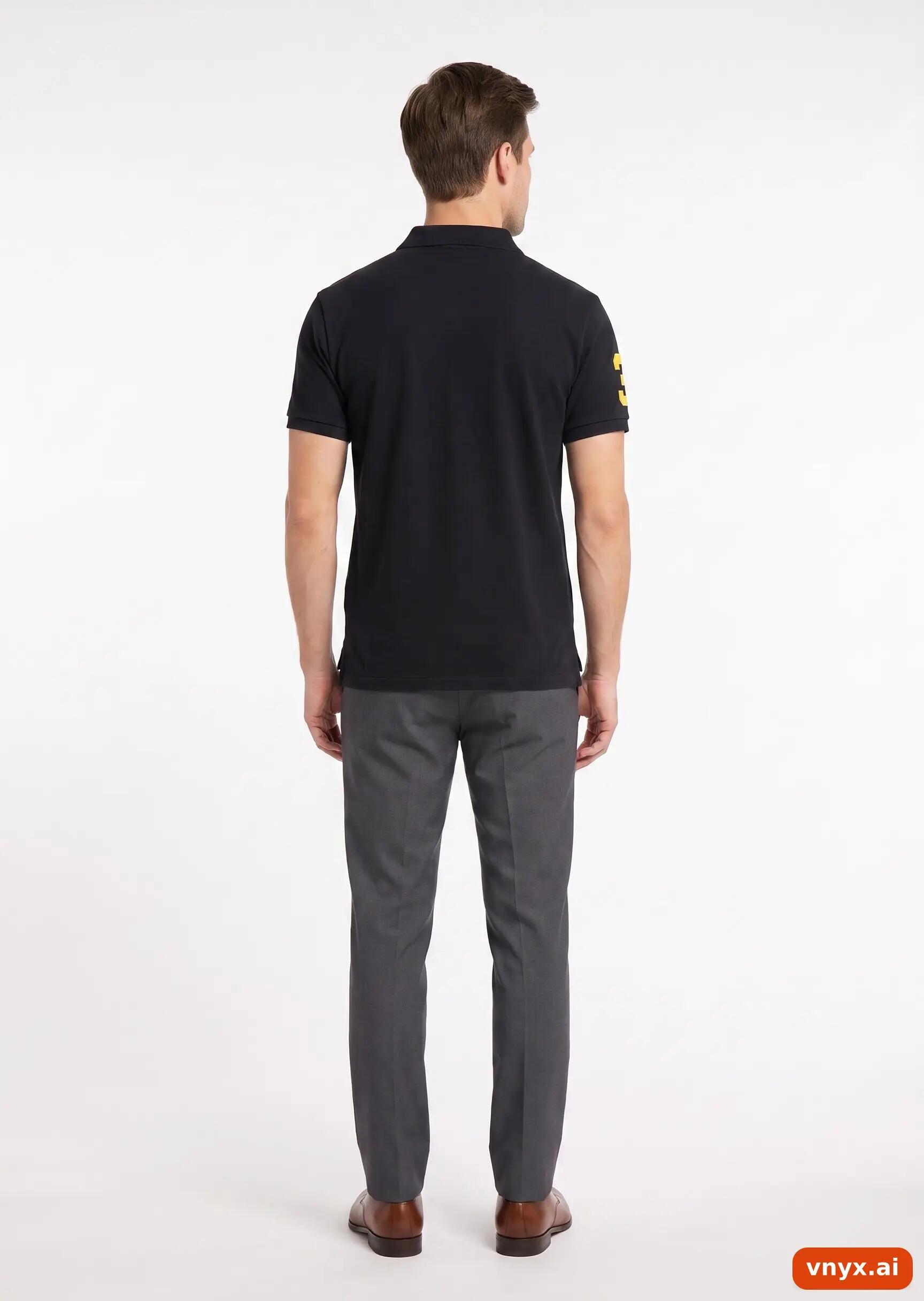 Second Life - Vintage POLO RALPH LAUREN Black Polo Shirt Men 4/5