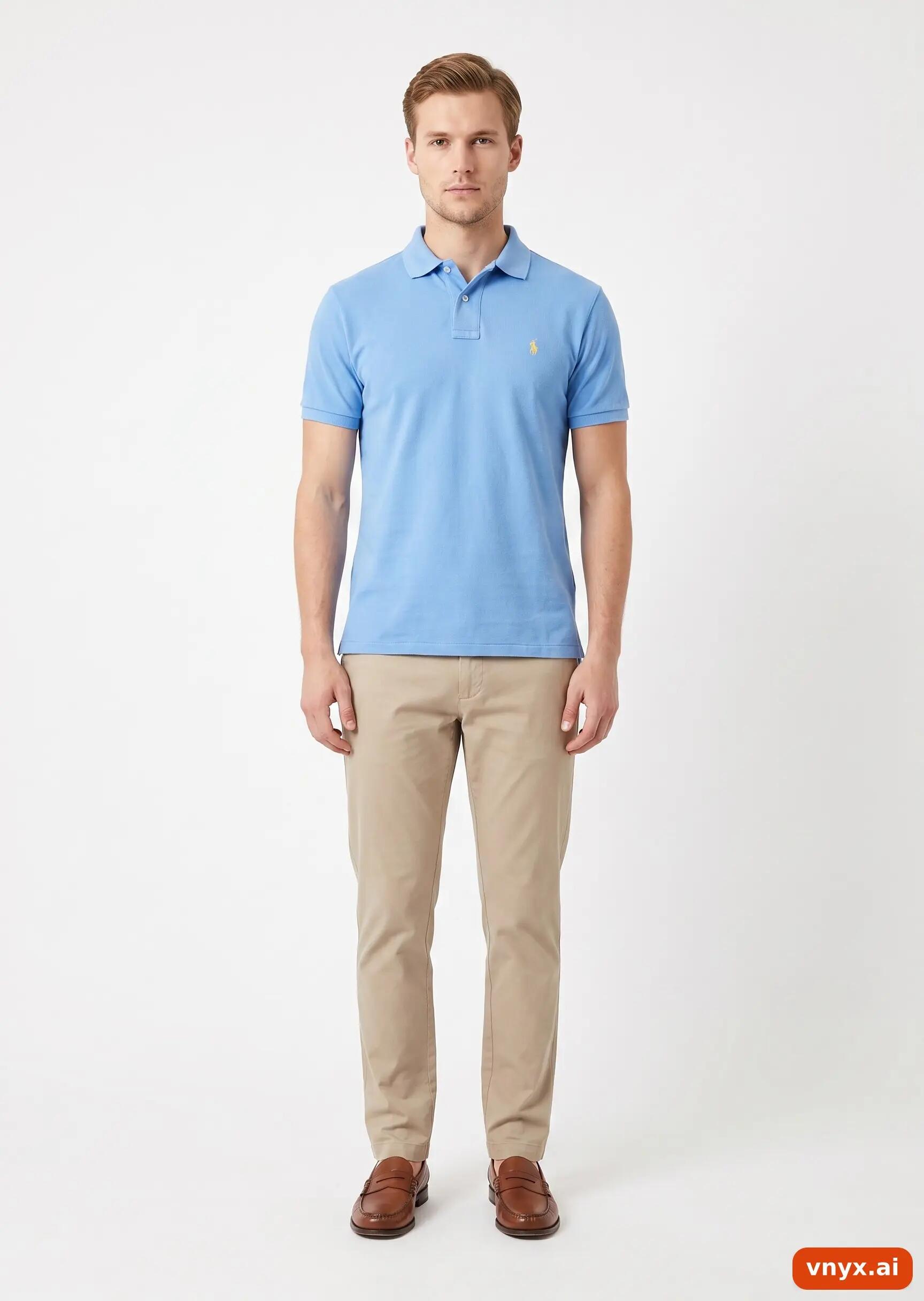 Second Life - Vintage POLO RALPH LAUREN Light Blue Polo Shirt Men M 3/5