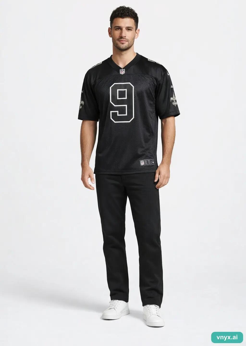 Second Life - Athletic Reebok Jersey in Black Sports T-shirt 3/5