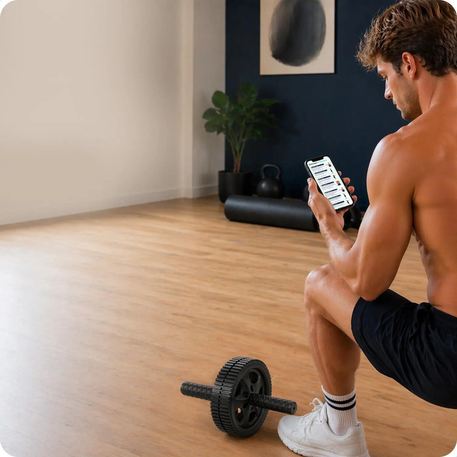 Ab Wheel roue abdominale fitness double avec tapis genoux 5/5