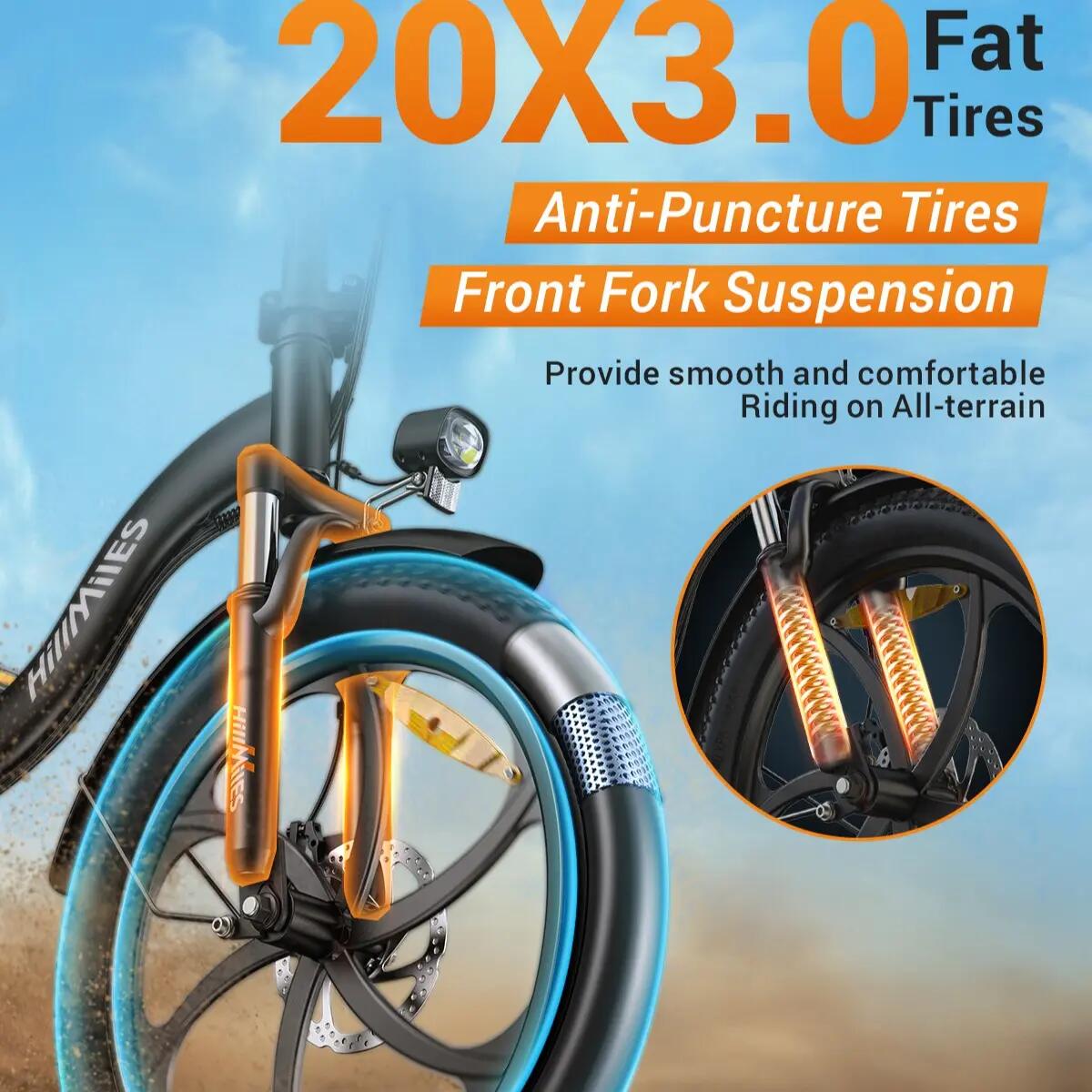 HillMiles MilePort 1 Faltbares E-Bike 60km Reichweite 20" Reifen IPX4 6/7