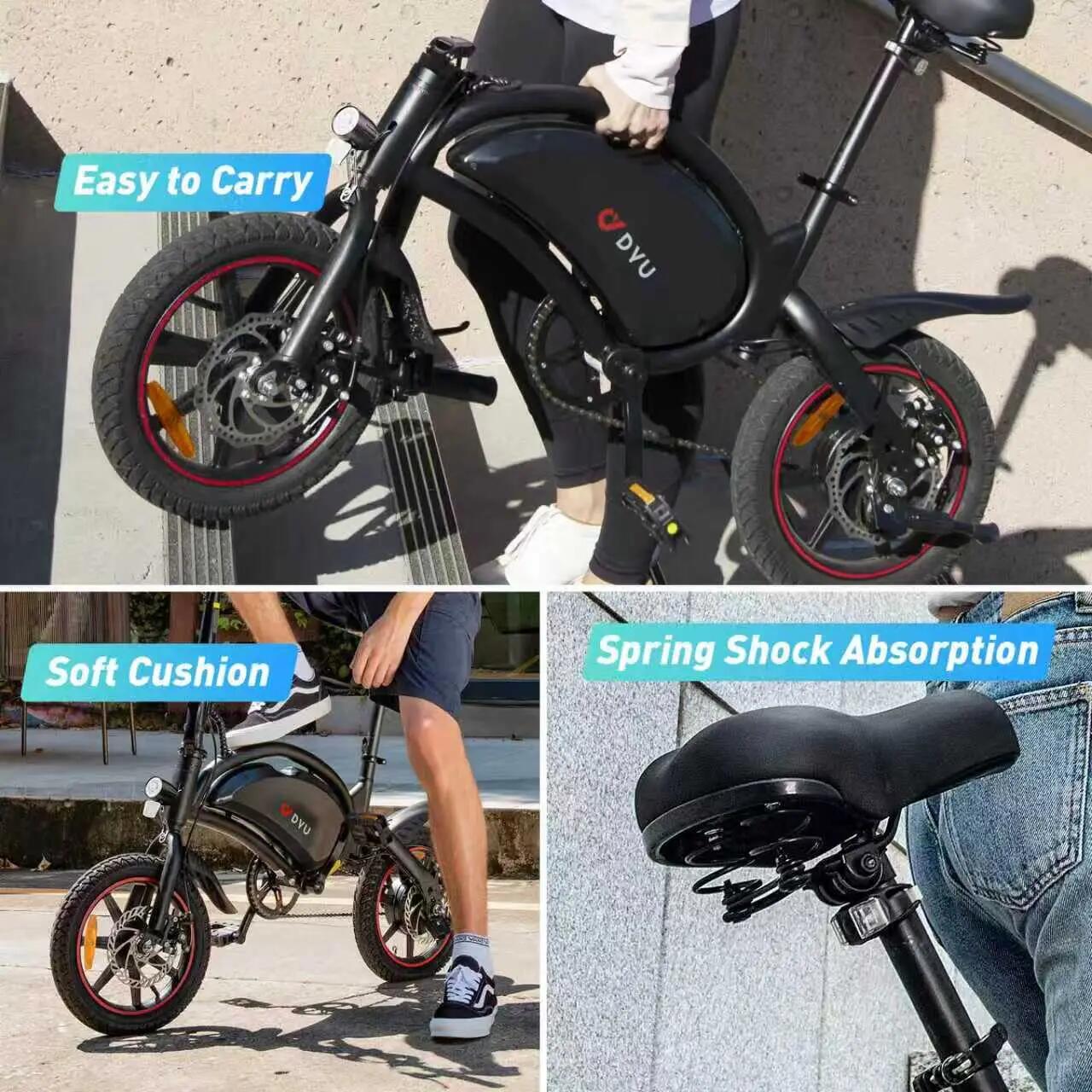 No-Throttle Adult City Commuter E-Bike DYU D3S 25km/h 9/14