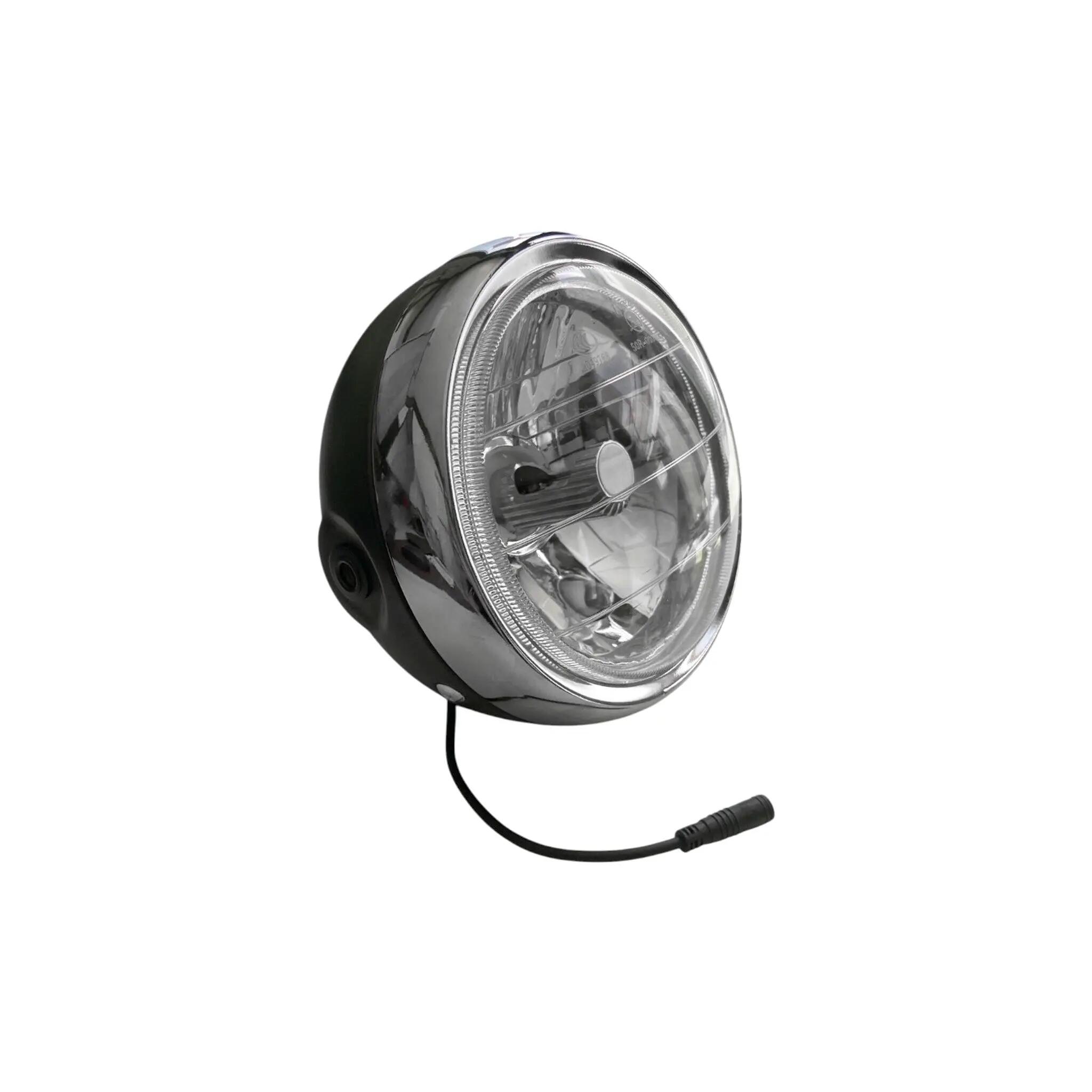 Phare avant - Vélo électrique - LED rétro, 12–48 V - Chromé 3/7