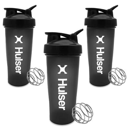 Fitness-Shaker 600 ml mit Edelstahl-Mixball - 3 Stück