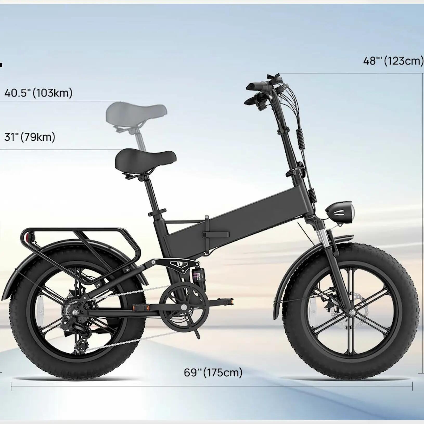 E-bike pieghevole adulti URLIFE T5 batteria litio 48V 13Ah rimovibile 12/15