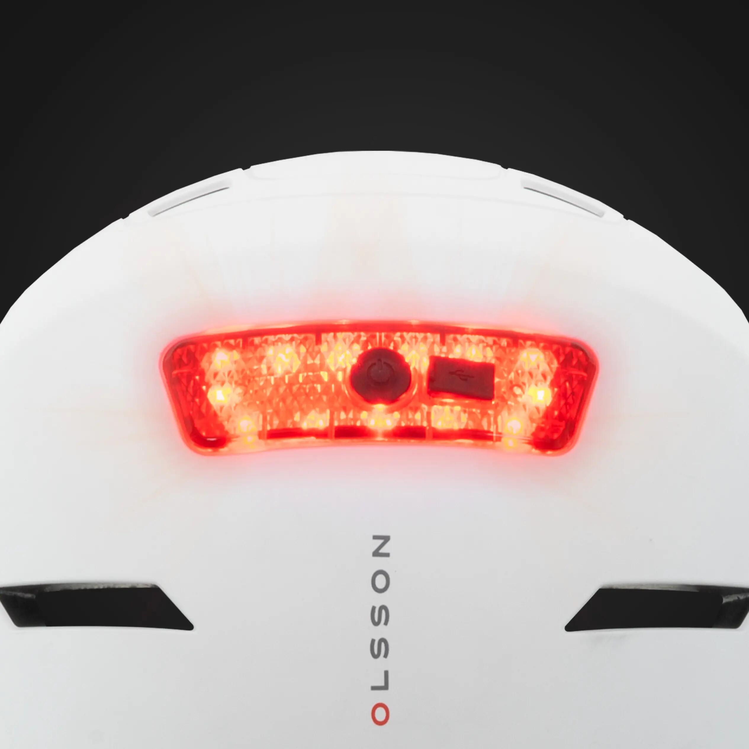 Casco con luce OLSSON URBAN LIGHT Bianco 55–58cm – Monopattino, skate, bici 4/8