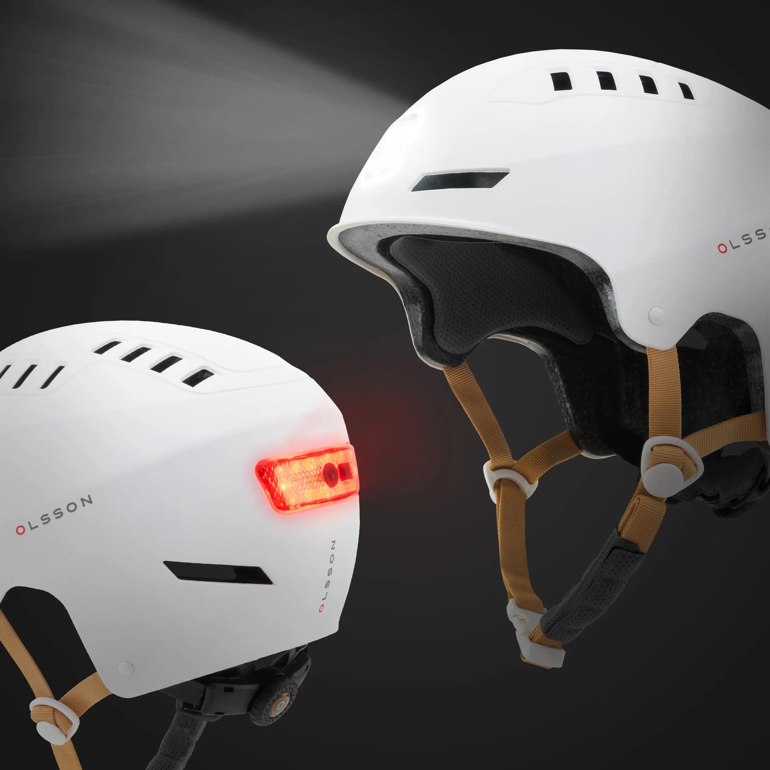 Casco con luce OLSSON URBAN LIGHT Bianco 55–58cm – Monopattino, skate, bici 3/8