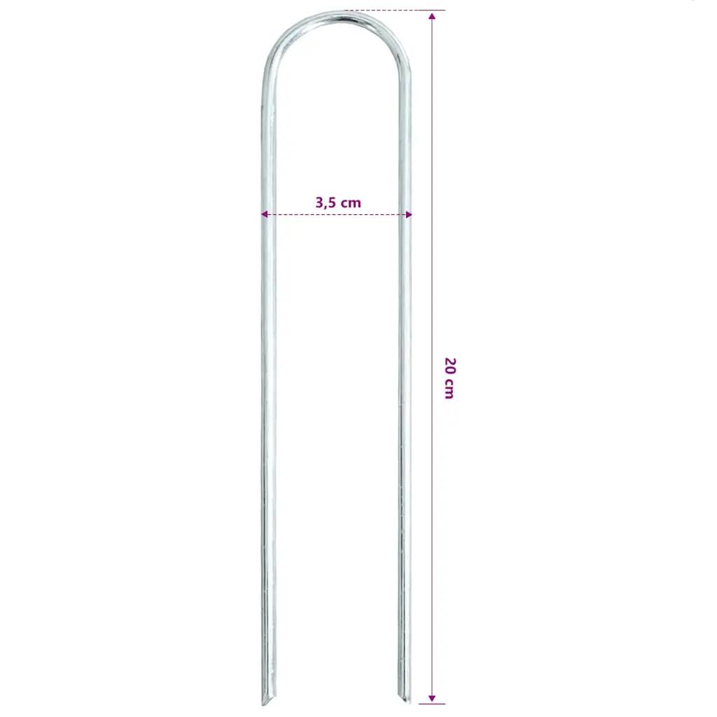 VidaXL grondharingen 50 st U-vorm 20x3,5 cm gegalvaniseerd staal 5/5