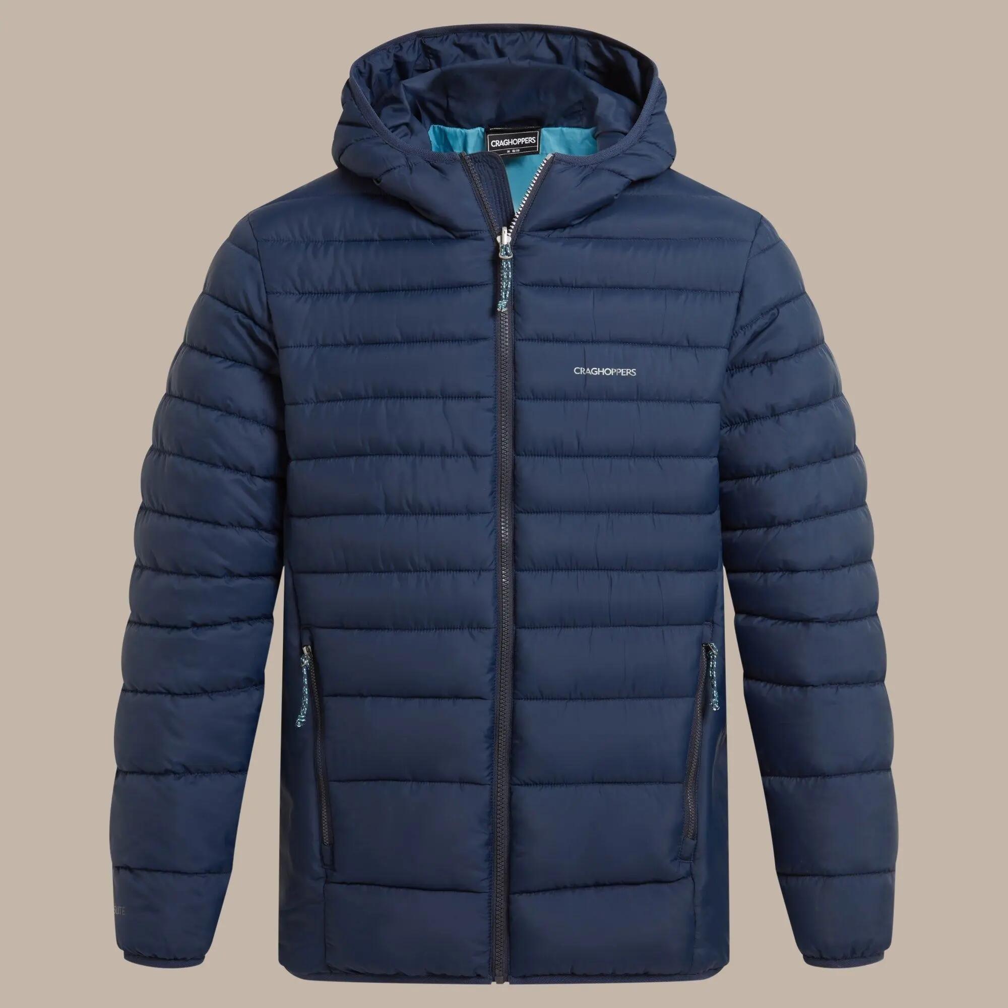 Giacca da uomo imbottita trapuntata Compresslite con cappuccio 8/9